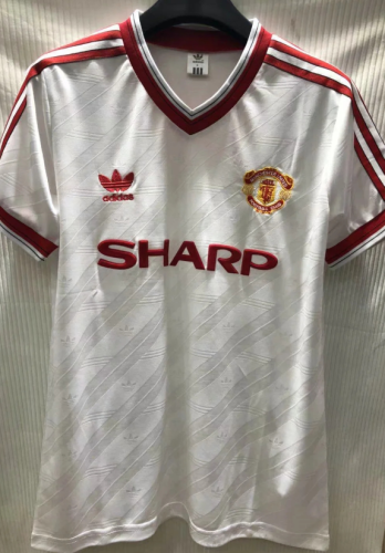 Retro Jersey 1986-1988 Manchester United Away White Soccer Jersey Vintage Football Shirt