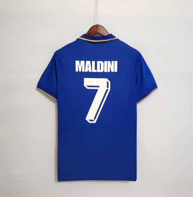 Retro Jersey 1990 Italy MALDINI 7 Home Vintage Soccer Jersey
