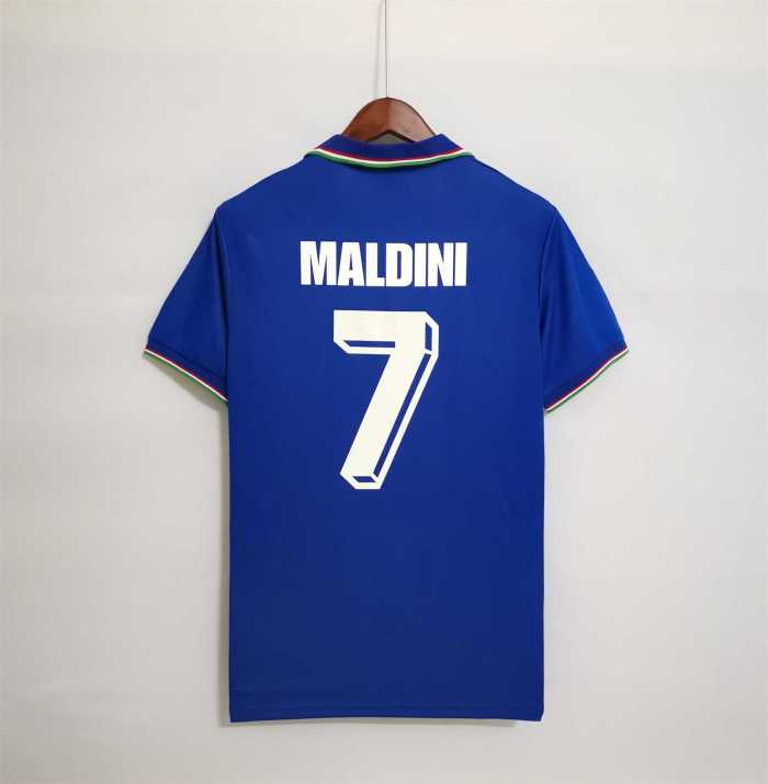 Retro Jersey 1990 Italy MALDINI 7 Home Vintage Soccer Jersey