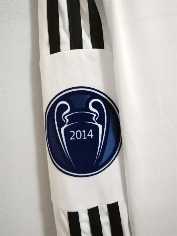 with Gold FIFA+UCL Patch Long Sleeve Retro Jersey 2014-2015 Real Madrid SERGIO RAMOS 4 Home Soccer Jersey
