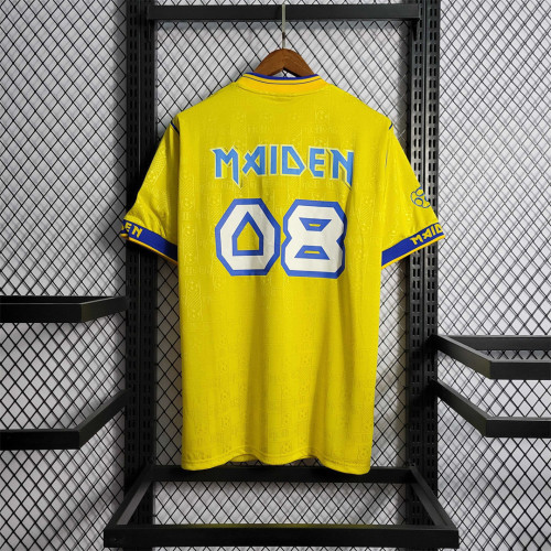 with UCL Patch Retro Jersey 2008 West Ham Iron Maiden Yellow Soccer Jersey