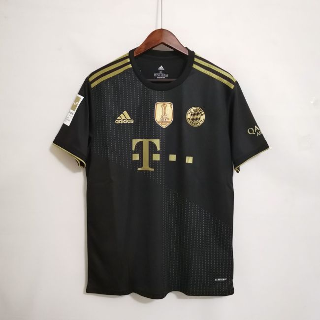 with Bundesliga Patch+Front Patch Retro Jersey Bayern Munich 2021-2022 Away Black Soccer Jersey