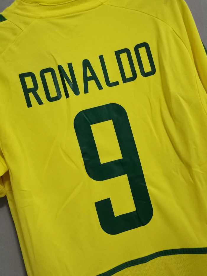 with Patch Retro Jersey 2002 Brazil RONALDO 9 Home Soccer Jersey Brasil Camisetas de Futbol