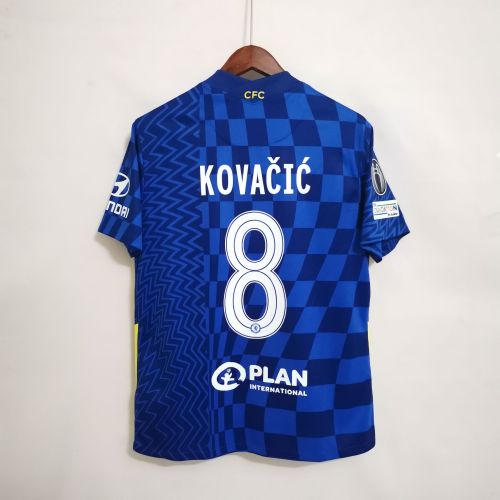 with UCL Patch Retro Jersey 2021-2022 Chelsea KOVAČIĆ 8 Home Blue Soccer Jersey