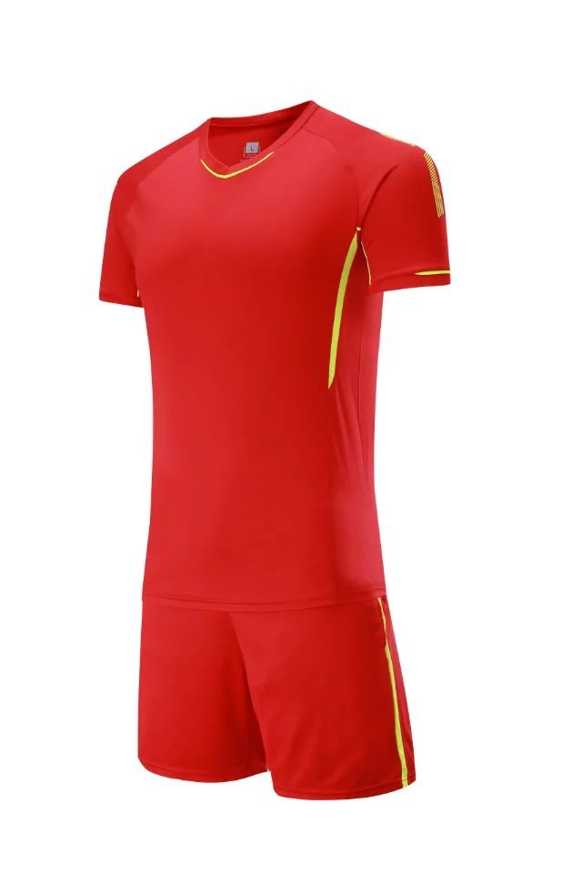 #306 Red Adult Soccer Training Uniform Jersey and Shorts with pocket