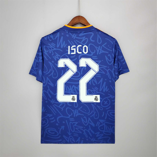 Retro Jersey 2021-2022 Real Madrid ISCO 22 Away Blue Soccer Jersey