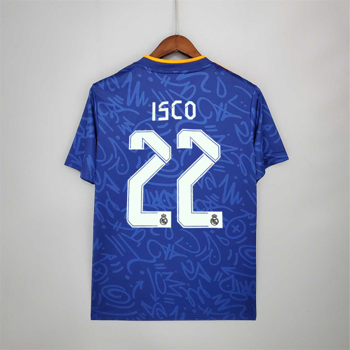 Retro Jersey 2021-2022 Real Madrid ISCO 22 Away Blue Soccer Jersey
