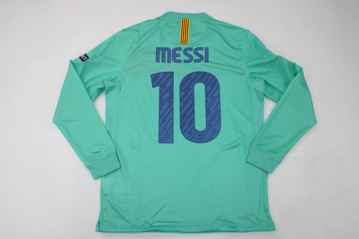 with UCL+Golden FIFA Patch Long Sleeve Retro Barca Camisetas de Futbol 2010-2011 Barcelona MESSI 10 Away Blue Soccer Jersey