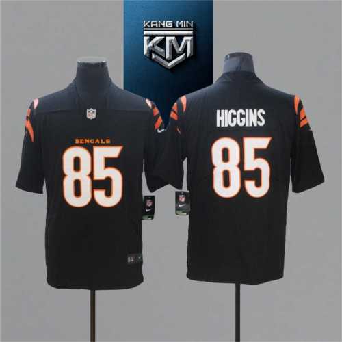 2021 Bengals 85 HIGGINS Black NFL Jersey S-XXL White Font