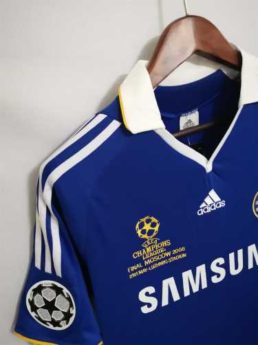 with Front Lettering+UCL Patch Retro Jersey 2008-2009 Chelsea Champions League Home Blue Soccer Jersey