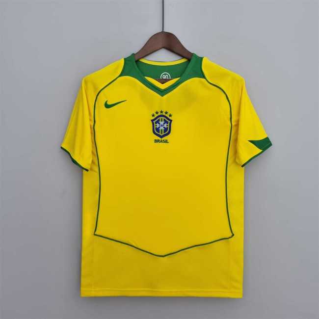 Retro Jersey 2004 Brazil Home Soccer Jersey Vintage Brasil Camisetas de Futbol