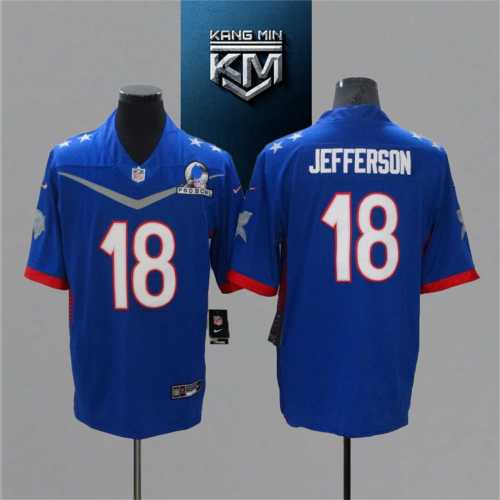 2022 Pro Bowl 18 JEFFERSON BLUE NFL Jersey S-XXL WHITE Font