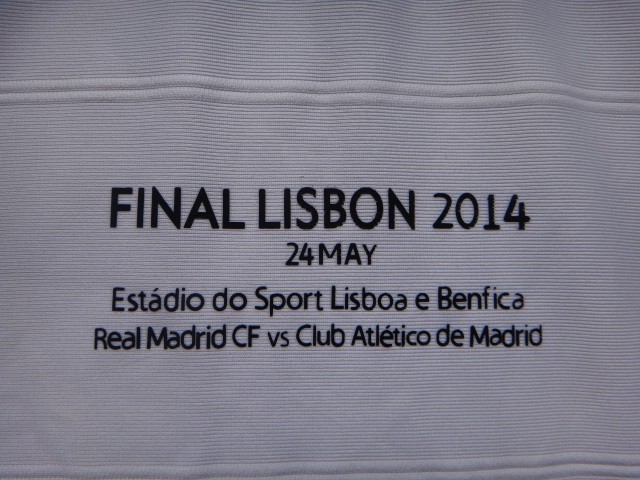 with Front Lettering Retro Jersey 2013-2014 Long Sleeve Real Madrid UCL Final Home Soccer Jersey
