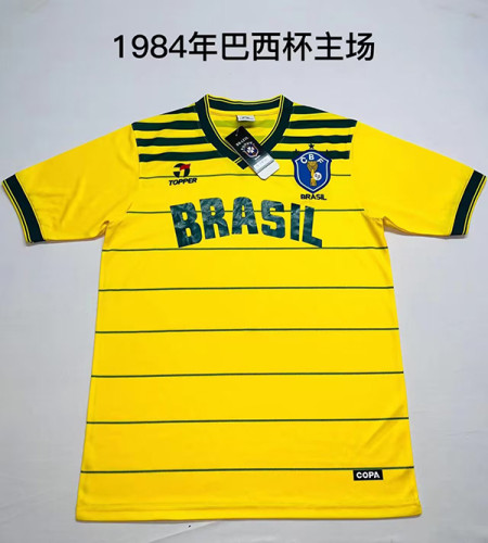 Retro Brasil Camisetas de Futbol 1984 Brazil Home Soccer Jersey Vintage Football Shirt