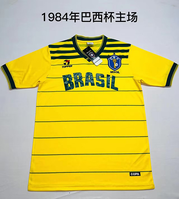 Retro Brasil Camisetas de Futbol 1984 Brazil Home Soccer Jersey Vintage Football Shirt