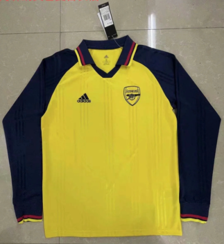 Long Sleeve eRetro Jersey Arsenal Away Yellow Soccer Jersey