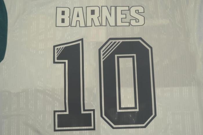 Retro Jersey 1995-1996 Liverpool 10 BARNES Away White/Green Soccer Jersey