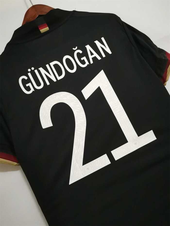 with Euro 2020 Patch Retro Jersey 2020 Germany GUNDOGAN 21 Away Black Soccer Jersey