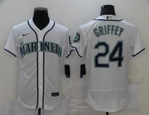 Seattle Mariners 24 GRIFFEY White Flexbase Jersey