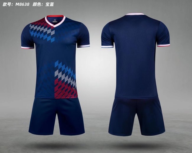 M8638 Navy Blank Soccer Training Jersey Shorts