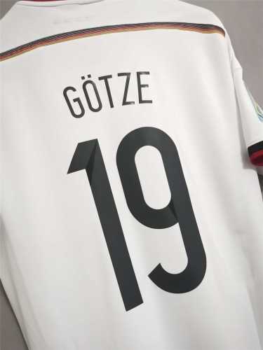 with 4 Stars+Golden FIFA+World Cup Patch Retro Jersey 2014 Germany GOTZE 19 Home Soccer Jersey
