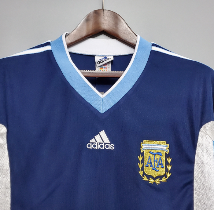 Retro Jersey 1998 Argentina Away Soccer Jersey Blue Vintage Football Shirt
