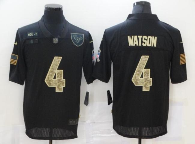 Houston Texans 4 WATSON Black Camo 2020 Salute To Service Limited Jersey