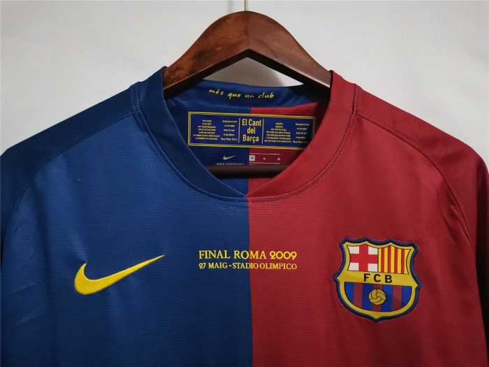 with Front Lettering+UCL Patch Retro Jersey 2008-2009 Barcelona UCL Final Home Soccer Jersey