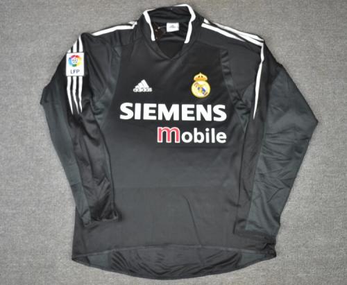 with LFP Patch Long Sleeve Retro Camisetas de Futbol 2004-2005 Real Madrid BECKHAM 23 Vintage Away Black Soccer Jersey