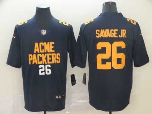 City Version Green Bay Packers #26 SAVAGE JR Black/Yellow NFL Jersey
