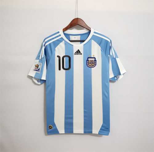 with Patch Retro Jersey 2010 Argentina Home Vintage Soccer Jersey