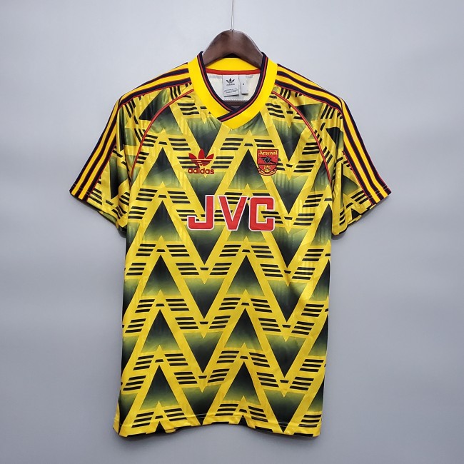 Retro Jersey 1991-1993 Arsenal Away Soccer Jersey Yellow Vintage Football Shirt