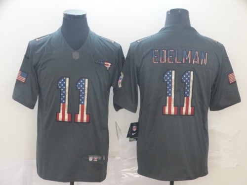 New England Patriots 11 EDELMAN 2019 Black Salute To Service USA Flag Fashion Limited Jersey