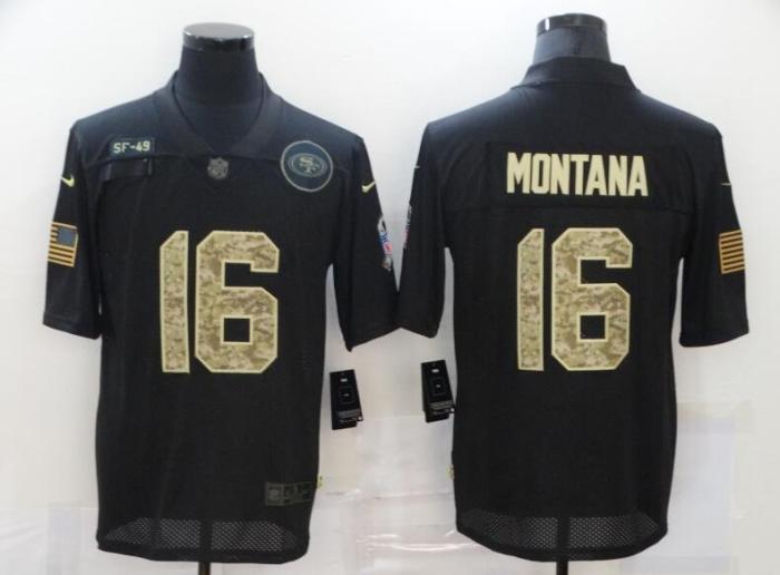 San Francisco 49ers 16 MONTANA Black Camo 2020 Salute To Service Limited Jersey