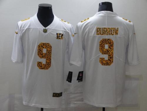 Cincinnati Bengals 9 BURROW White Leopard Vapor Untouchable Limited Jersey