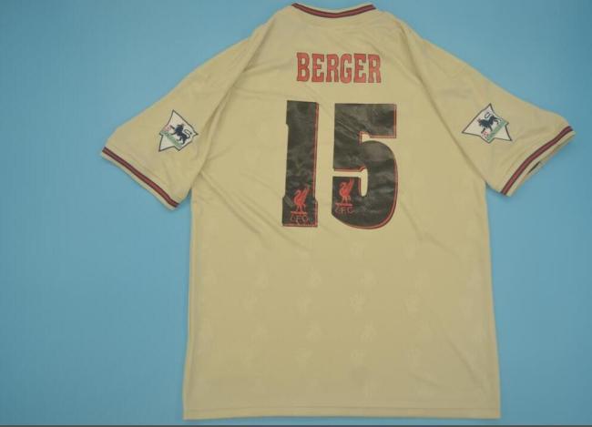 with EPL Patch Retro Jersey 1996-1997 Liverpool 15 BERGER Away Soccer Jersey