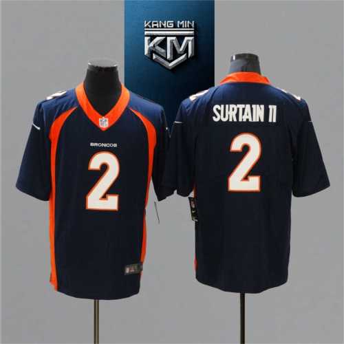 2021 Broncos 2 SURTAIN II Blue NFL Jersey S-XXL White Font