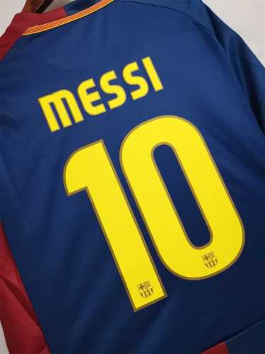 with Front Lettering+UCL Patch Retro Jersey Long Sleeve 2008-2009 Barcelona MESSI 10 UCL Final Home Soccer Jersey