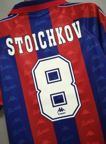 with LFP Patch Retro Jersey 1996-1997 Barcelona 8 STOICHKOV Home Soccer Jersey