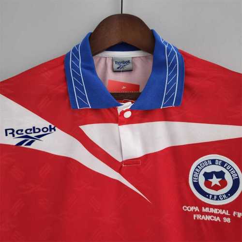 with Front Lettering Retro Jersey Long Sleeve 1998 Chile Home Soccer Jersey