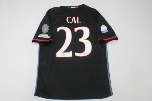 with Serie A+Trophy 7 Patch Retro AC Maillot 2016-2017 AC Milan CAL 23 Home Soccer Jersey