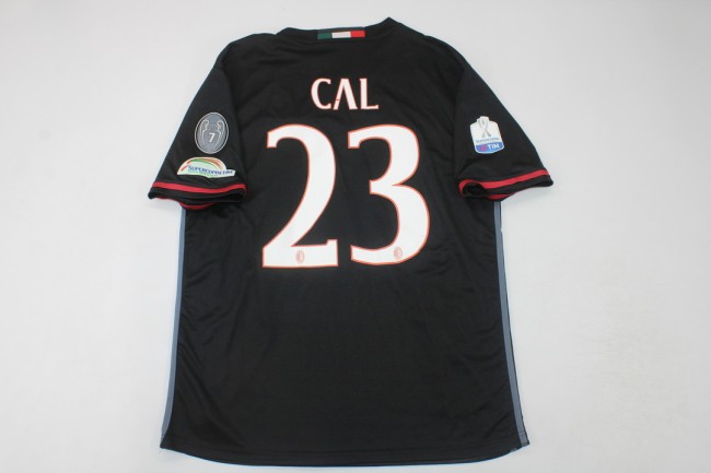 with Serie A+Trophy 7 Patch Retro AC Maillot 2016-2017 AC Milan CAL 23 Home Soccer Jersey