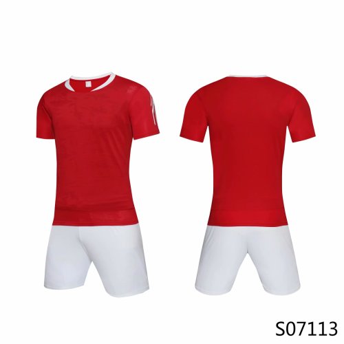S0107113 Red Soccer Training Jersey and Shorts with any custom team logo