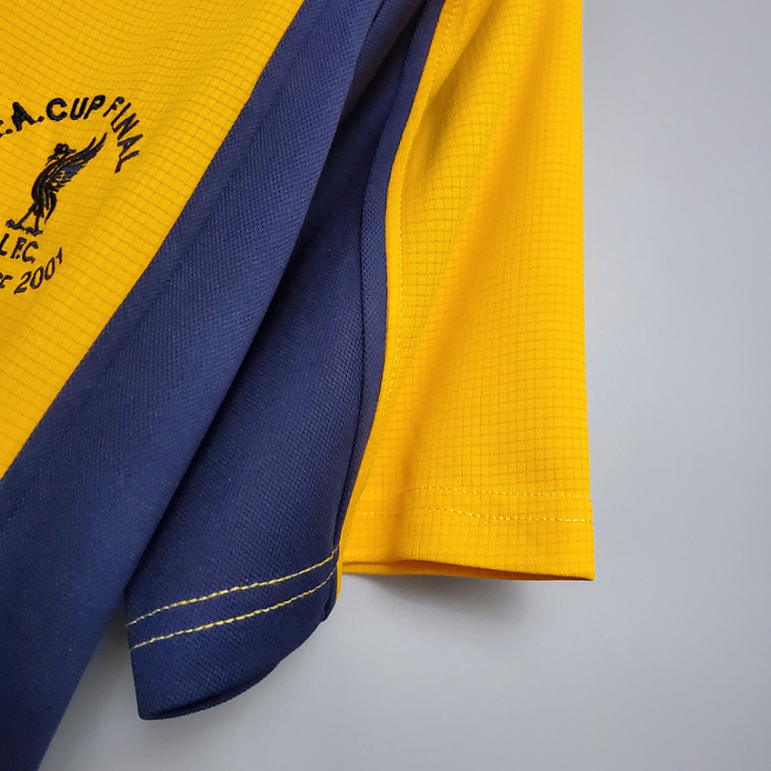 Retro Jersey 2000-2001 Liverpool Away Yellow EA CUP FINAL Soccer Jersey Vintage Football Shirt
