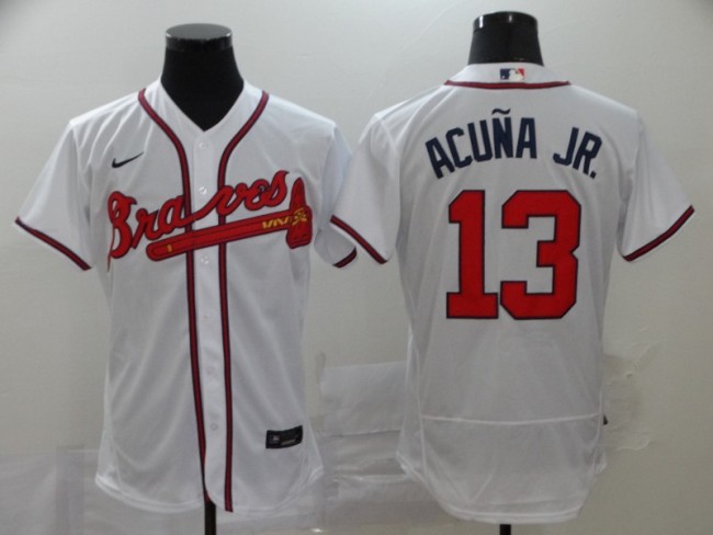 Atlanta Braves 13 ACUNA JR. White/Red 2020 Flexbase Jersey
