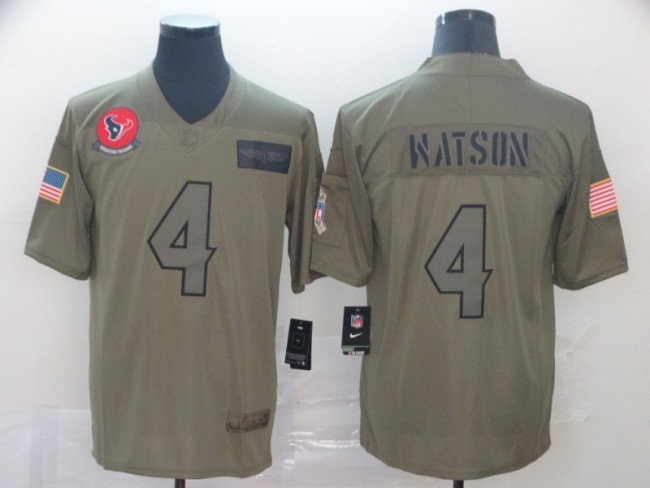 Houston Texans 4 Deshaun Watson 2019 Olive Salute To Service Limited Jersey
