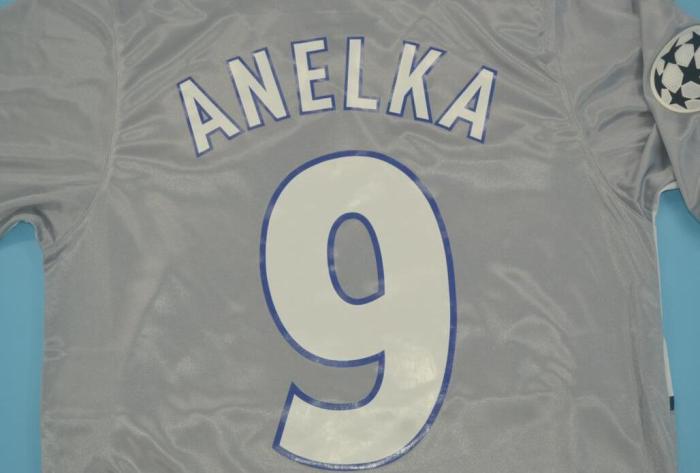 with UCL Patch Retro Jersey 2000 PSG 9 ANELKA Away Grey Soccer Jersey