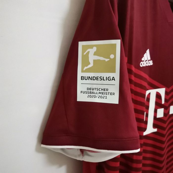 with Bundesliga Patch Retro Jersey 2021-2022 Bayern Munich Home Soccer Jersey Vintage Football Shirt