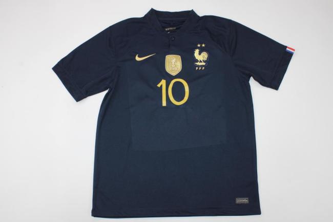 with Golden FIFA Patch Retro Jersey 2022 France Home Soccer Jersey