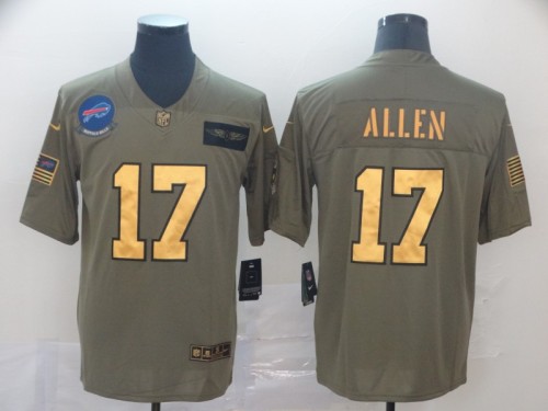 Buffalo Bills 17 Josh Allen 2019 Olive Gold Salute To Service Limited Jersey